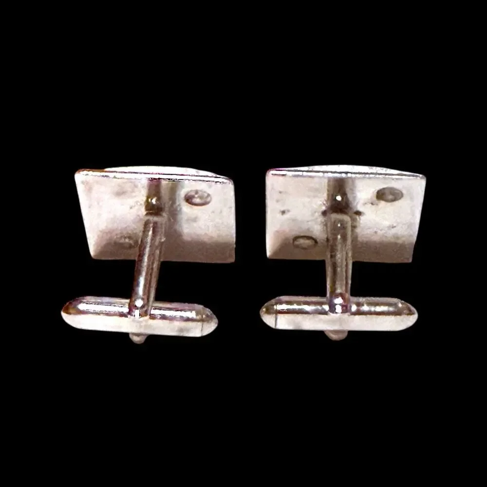 Vintage Swank Cufflinks Mens Silver Tone Monogrammed B Polished and Crosshatched